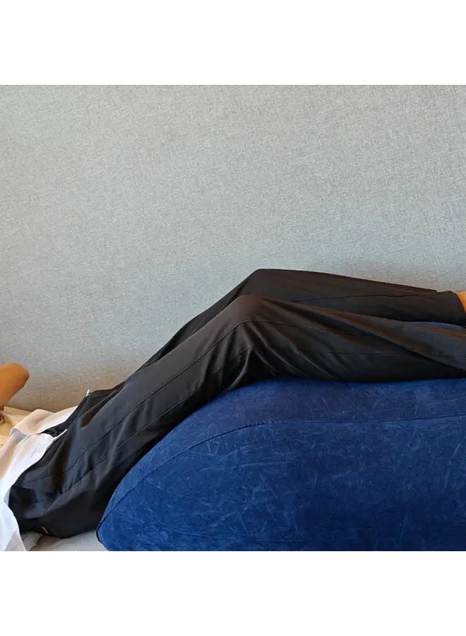 Blue Inflatable Body Pillow for Sleeping and Reading Polyester Cover Fiber Fill 1pc - Image 2